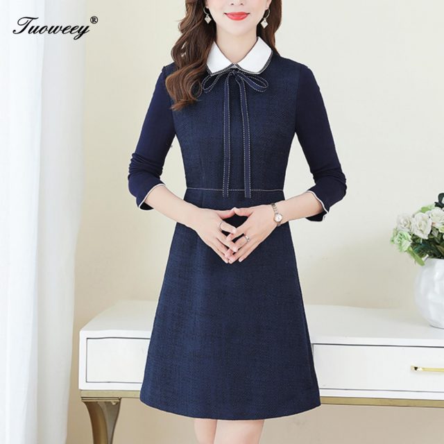 2019 Autumn spring elegant work OL 3XL Plus Size mini Dresses Women Elegant Korean tshirt Dress Party long Sleeve Vestidos