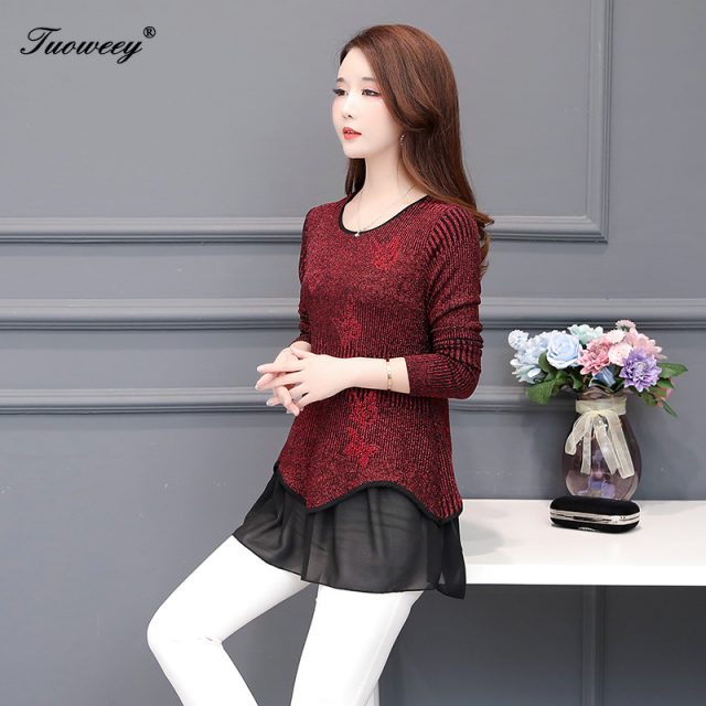 New Spring Blouse O-Neck 2020 spring Full patchwork Edge Lace Blouses Shirt Butterfly Flower long Sleeve Women Shirt Fashion