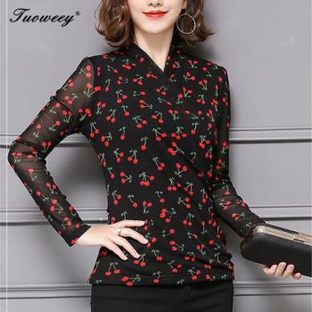 2019 Autumn Fashion Long Sleeve Chiffon Blouses Women Elegant Floral Blouse Office Work Wear shirts Women Tops Plus Size Blusas