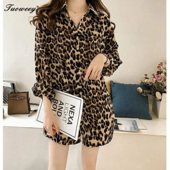 4XL Plus size long Autumn Women's Blouse Shirt Leopard Batwing Sleeve Loose Big Size Stand Shirts Blouses Clothes Fashion 2018