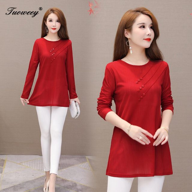 2020 Spring Autumn O-neck Blouse Shirts Women Elegant solid loose button Office Ladies long Sleeve Solid Blusas Tops S-5XL
