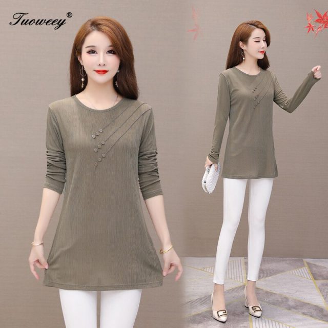 2020 Spring Autumn O-neck Blouse Shirts Women Elegant solid loose button Office Ladies long Sleeve Solid Blusas Tops S-5XL
