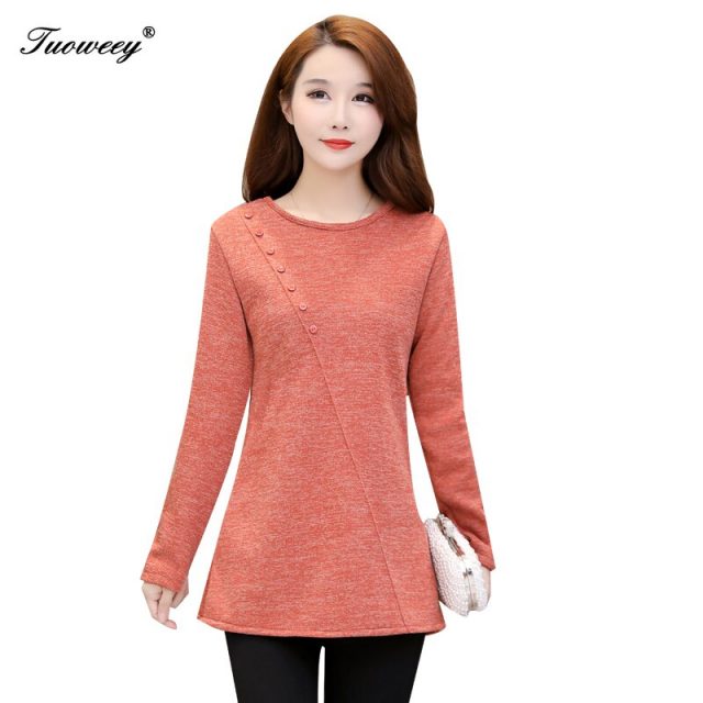 5XL Elegant Spring Metal Button Shirt Blouse Solid Autumn Long Sleeve Ribbed Blouses Women Sexy O-Neck Slim Pullover Tops Blusas