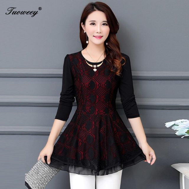Plus Size Tops 4XL Women Blouse Chiffon Shirt 2019 Summer long Sleeve Lace Blouse Office Ladies Shirt Blusas Femme Clothing