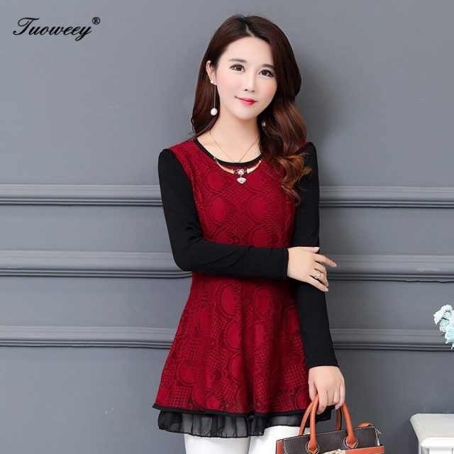 Plus Size Tops 4XL Women Blouse Chiffon Shirt 2019 Summer long Sleeve Lace Blouse Office Ladies Shirt Blusas Femme Clothing