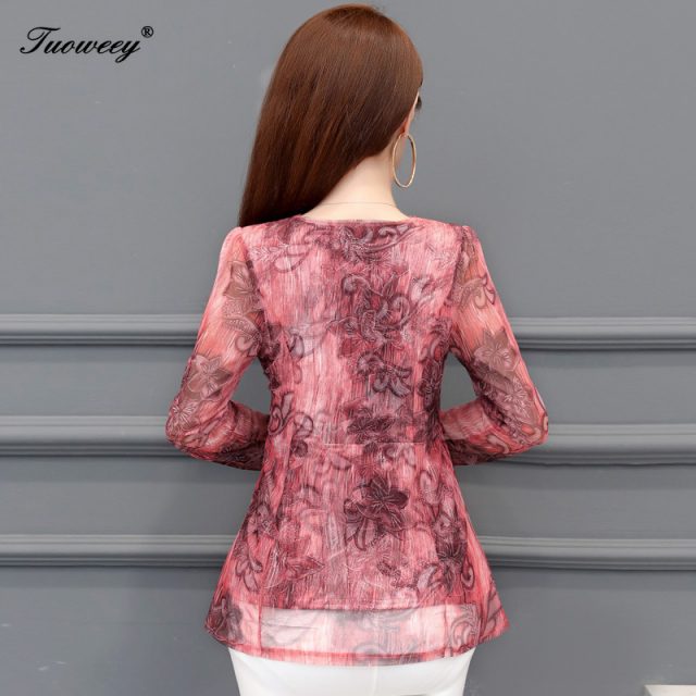 5XL Plus Size tops floral Women Blouses 2019 Fashion autumn long Sleeve loose Long Shirt Female Casual tops vintage shirts women