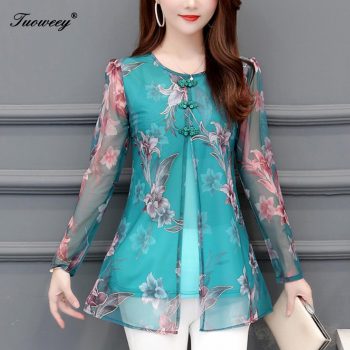 floral Women Blouses Fashion autumn long Sleeve loose Long Shirt Female Casual tops blusas mujer de moda 2019