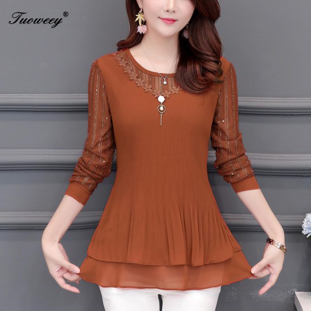 5XL Plus Size floral Women flower lace Blouses 2019 Fashion autumn short Sleeve loose patchwork Shirt Female Casual tops