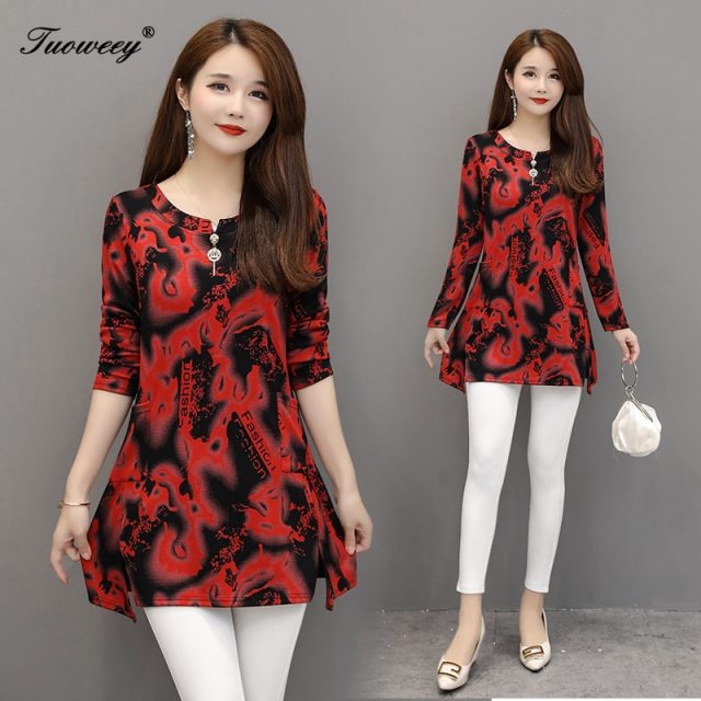 5XL plus size green flower Women vintage Blouses 2019 Fashion autumn long Sleeve Shirt Female 0 neck tops camisas mujer elegant