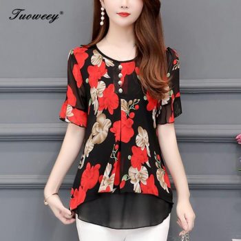 blusas mujer de moda 2019 floral print chiffon blouse women tops camisas mujer chemisier femme womens tops and blouses