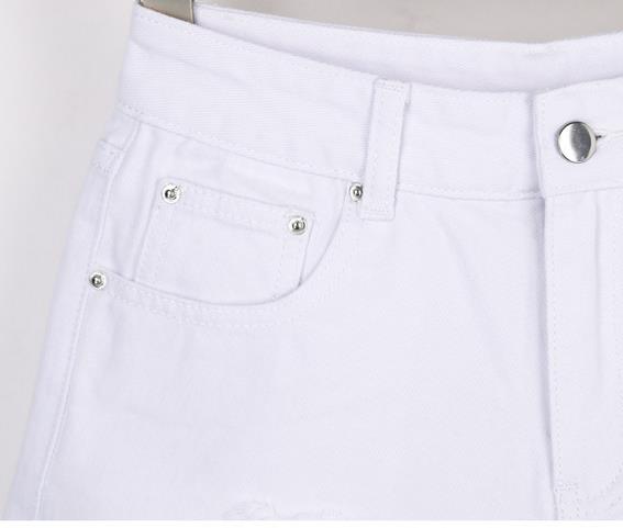 Fashion cotton Hot Denim Shorts women Sexy hole White Frayed Edges high Waist short jeans 2018 casual pockets Ripped shorts