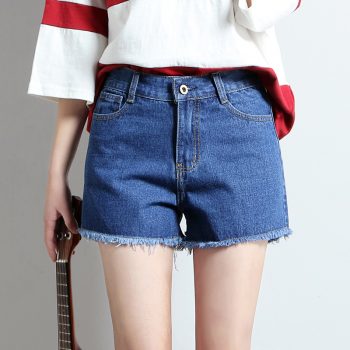 2019 Euro Style Women solid Denim Shorts Vintage mid Waist Tassel Jeans Shorts Street Wear Sexy Wide Leg Shorts For Summer