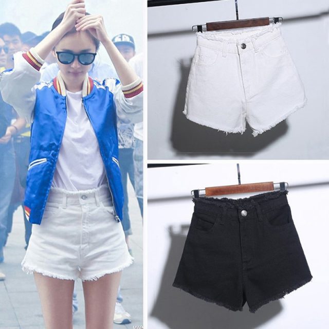 2019 Euro Style Women Denim Shorts Vintage mid Waist Tassel Jeans Shorts Street Wear Sexy Wide Leg Shorts For Summer