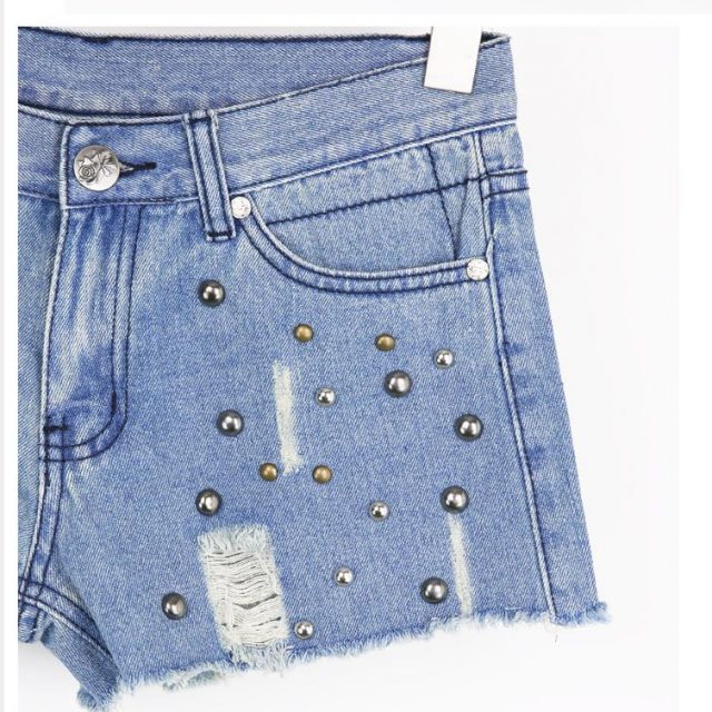 Summer Beaded Denim Shorts Female Casual Plus Size S~2XL Vintage Women Jeans Shorts Tassel Denim Shorts High Quality Wash Jeans