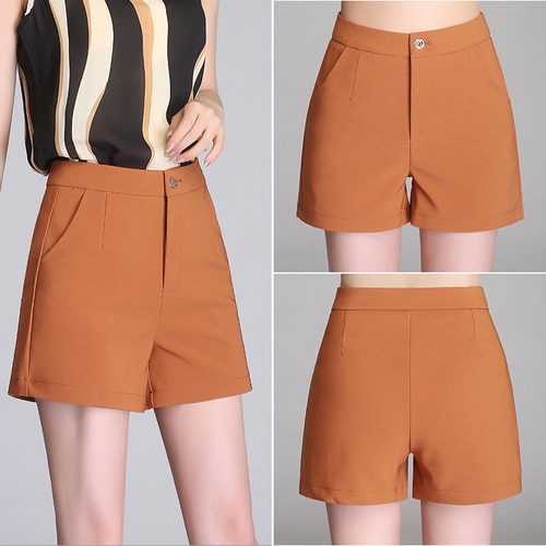 2018 Lady Casual Short OL Trousers Solid Color black / White Korea Summer Woman office Shorts Size S-4XL New Fashion Design