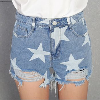 2019 Euro Style printed Women Denim Shorts Vintage mid Waist Tassel Jeans Shorts Street Wear Sexy Wide Leg Shorts For Summer