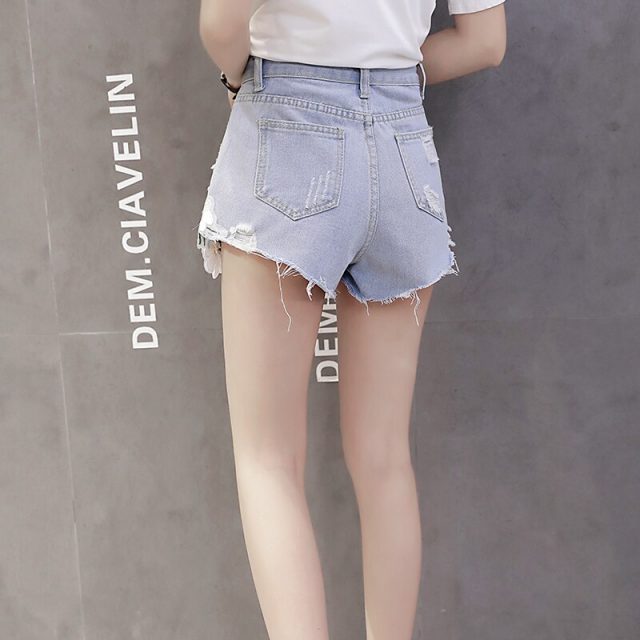 2019 Euro Style Women flower Denim Shorts Vintage mid Waist Tassel Jeans Shorts Street Wear Sexy Wide Leg Shorts For Summer