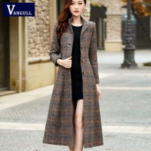 Vangull Woolen coat women high quality Classic Long wool coats 2019 New Wool Jackets Trench winter outerwear plaid woman coats