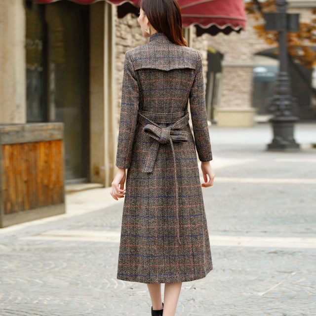 Vangull Woolen coat women high quality Classic Long wool coats 2019 New Wool Jackets Trench winter outerwear plaid woman coats