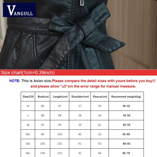 Vangull Women’s Leather Jacket for Winter 2019 New Plus Velvet Warm Slim Big Fur Collar Long Leather Coat Female Outerwear M-4XL