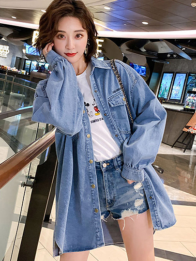 VANGULL Denim Shirt Dress Streetwear Autumn Long Sleeve Denim Dress With Belt Lapel Blue Jean Shirt Office Ladies Mini Dresses