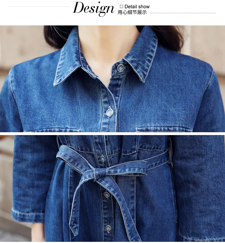 Vangull Women Denim Solid Dress 2019 New Autumn Winter Female Casual High Waist Turn Down Collar A-Line Long Jeans Dresses