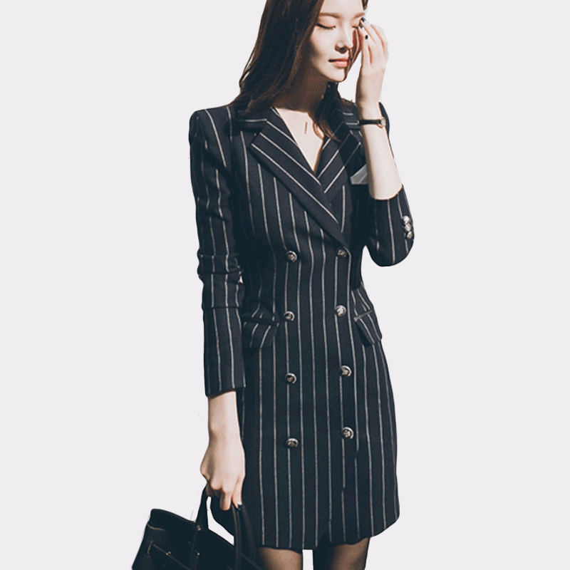 Vangull High Quality Office Lady Slim Striped Blazer New Split Sexy Notched Women Dress Elegant Work Suits Feminino Blazer