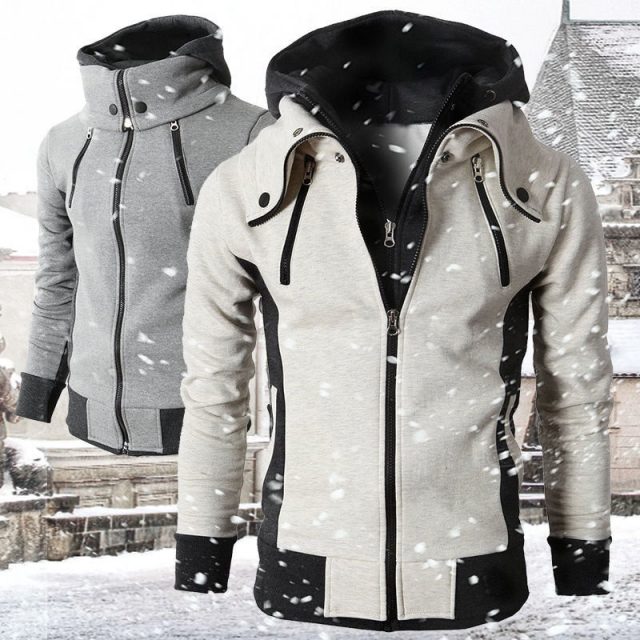Windbreaker Jackets Man Fashion 2019 New Autumn Winter Men’s Jacket Zipper Male Solid Sportswear Fleece Warm Hooded Coat Outwear