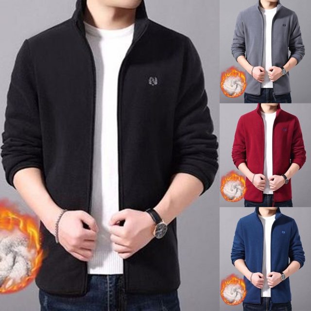 winter coat men warm Truly High quality Men’s Sweater Autumn Winter Casual Korean Version of The Trend Plus Velvet Sports Coat#4