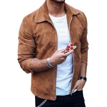 HEFLASHOR Fashion Men's Suede Leather Jacket Slim  Biker Motorcycle Jacket Coat Outwear Trendy Streetwear