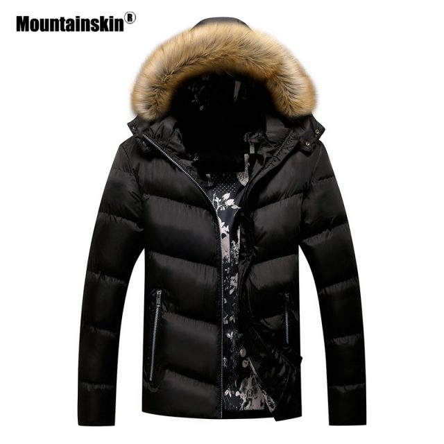 Mountainskin Winter Padded Coat Mens Jackets Thick Parka Fur Collar Hooded Men’s Coats Casual Outerwear Brand Clothing SA777