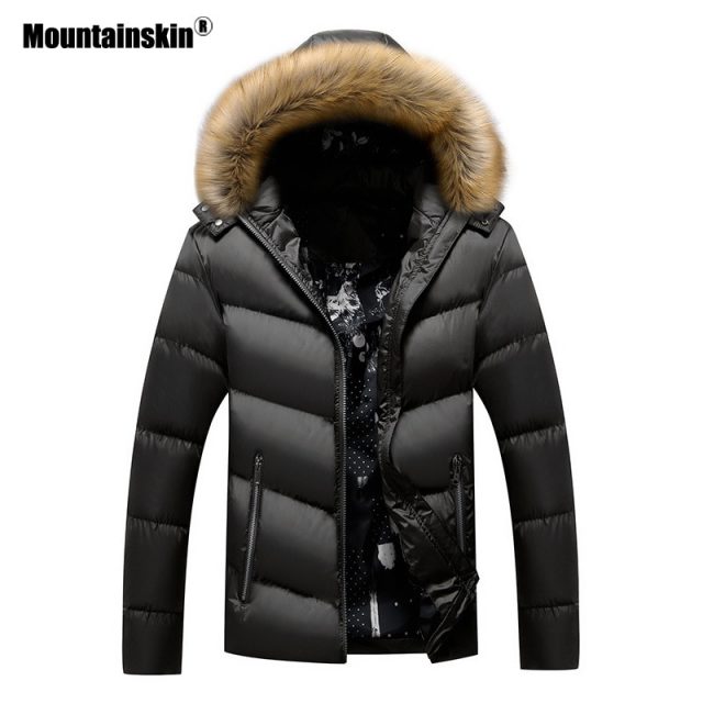 Mountainskin Winter Padded Coat Mens Jackets Thick Parka Fur Collar Hooded Men’s Coats Casual Outerwear Brand Clothing SA777