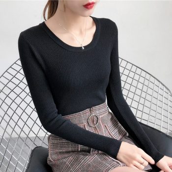 Winter Knitting Sweater Pullovers Women Long Sleeve Tops O-neck Knitted Sweater Chic Women Clothes Female Casual Sweaters BBE016