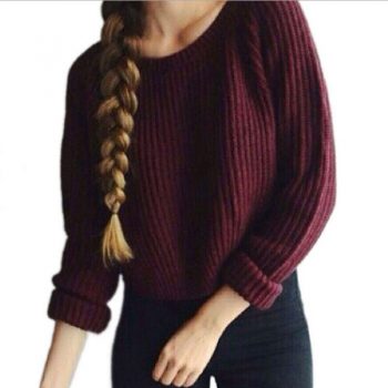 Autumn And Winter women knitting sweater Long sleeve Pullover Korean version Solid color Ladis Tops LLQ632