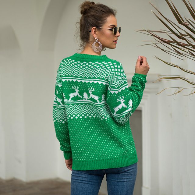 Christmas Women Sweater 2019 Elk Print Pullover Sweaters Autumn Winter Tops Clothing Female Long Sleeve Knit Casual Tops BMY003