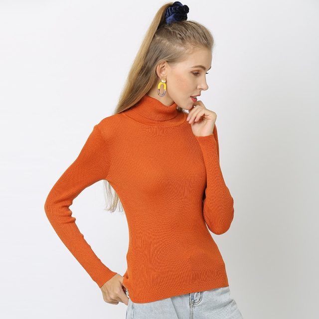2019 New Women 30% Wool Turtleneck Sweater Fall Winter Jumper Render Knit Basic Pullover Solid Color OL Lady Knitted Tops PZH001