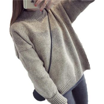 Autumn And Winter Korean version Solid color thick line Half high collar Pullover Female Loose Thicken Women’s sweater PZ01