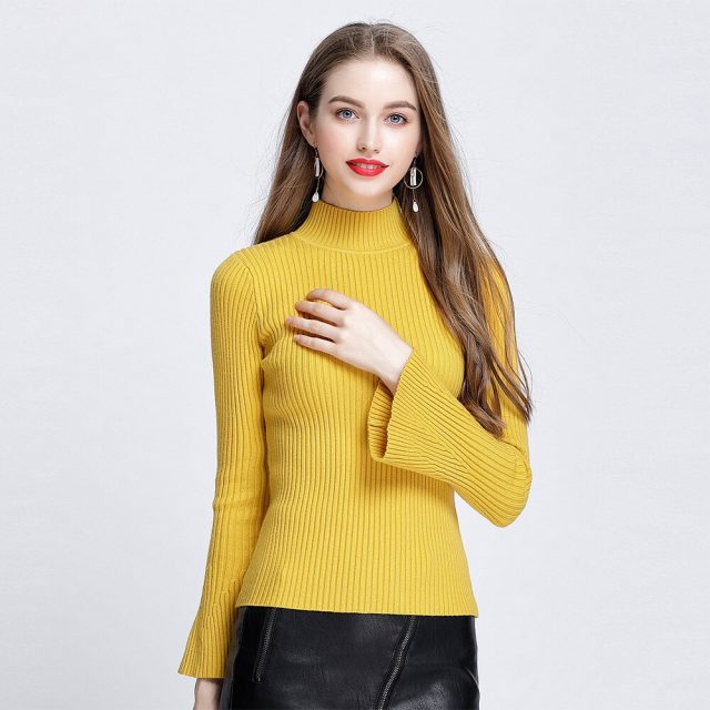 Flare Sleeve Sweaters And Pullovers Autumn Winter Knitted Sweater Women 2019 New Fashion Korean Style Female Long Sleeve Jumper