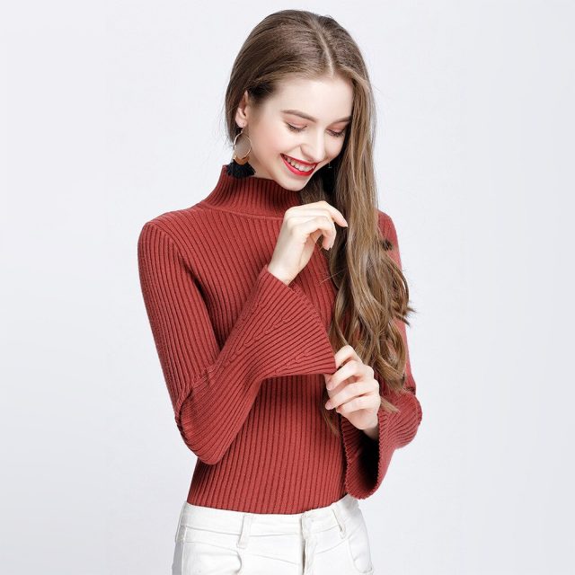 Flare Sleeve Sweaters And Pullovers Autumn Winter Knitted Sweater Women 2019 New Fashion Korean Style Female Long Sleeve Jumper