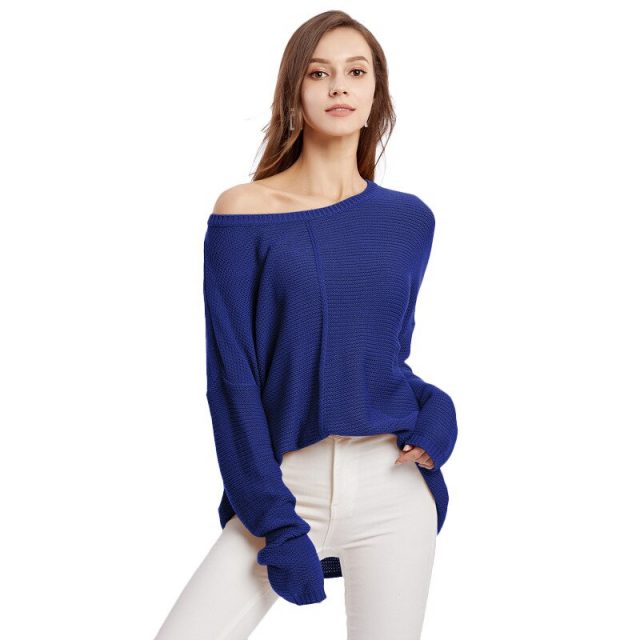 New Autumn Winter Oversized Women Pullovers Sweaters Loose Knitted Sweaters long Sleeve Soft Jumper Jersey For Ladies SAY003