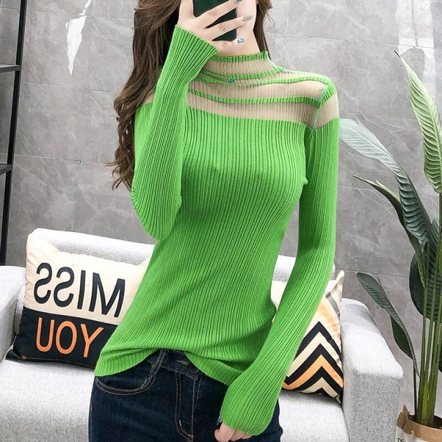 2019 New Autumn Women’s Pullovers Sweater Knitted Elasticity Casual Jumper Fashion Slim Turtleneck Warm Female Sweaters BZY013