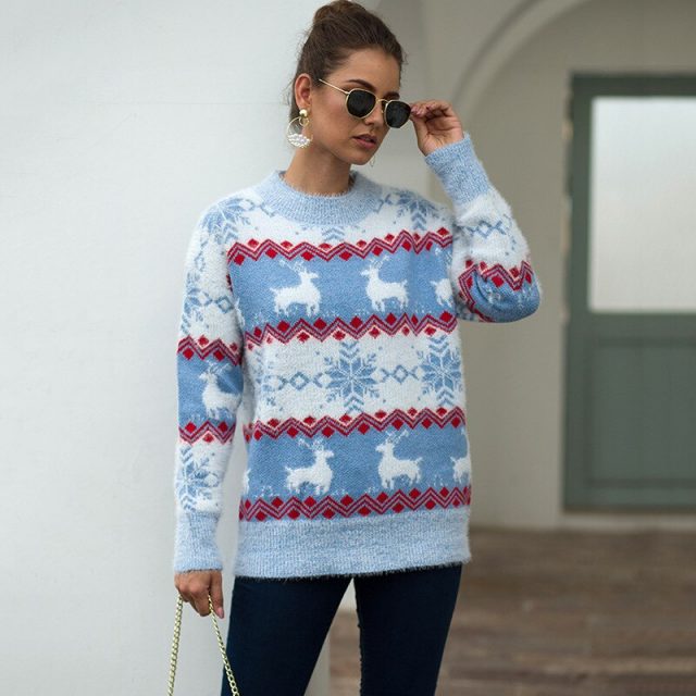 New Khaki Cashmere Sweater Women Autumn Winter Ugly Christmas Sweater Jumper 2019 Stripe Plus Size Pink Pullover Femme BMY007
