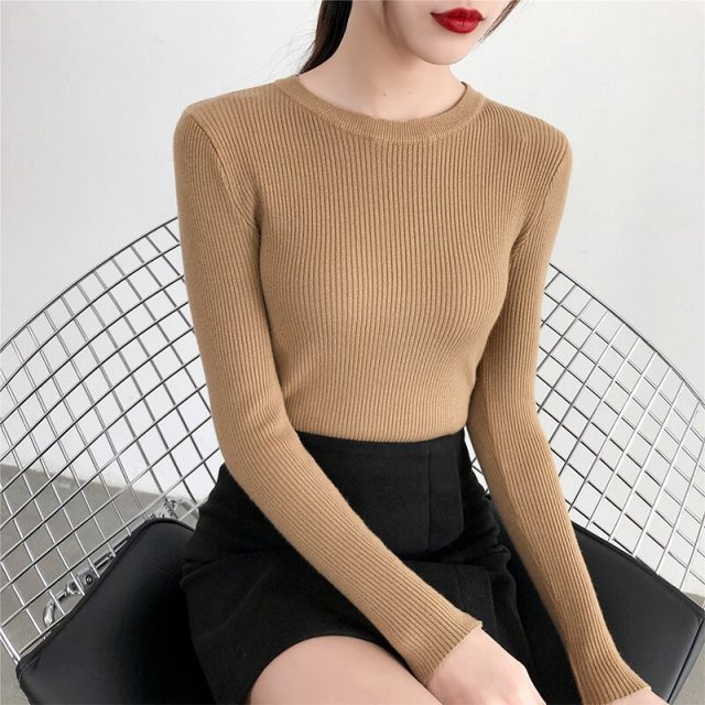 Elegant Knitted Women’s Thin Sweater Sexy O Neck Soft Warm Long Sleeve Sweater Women Autumn 2019 Womens Jumper Pull Femme BMX013