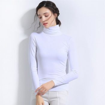 2019 The New Autumn And Winter High collar long sleeve Female Seamless solid color Shirt Autumn sweater YXD133