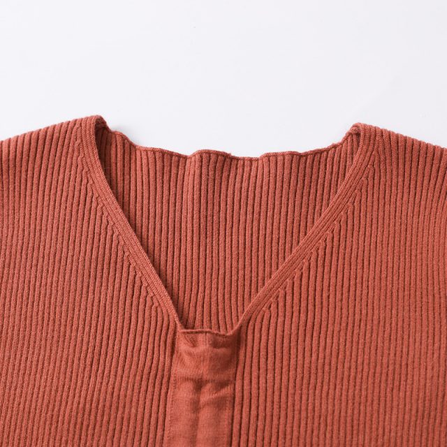 New Women Knitted Tops Lapel Drawstring Sweater Long Sleeve Elastic Tight-fitting Bottoming Solid Tops Autumn Clothes TRF001