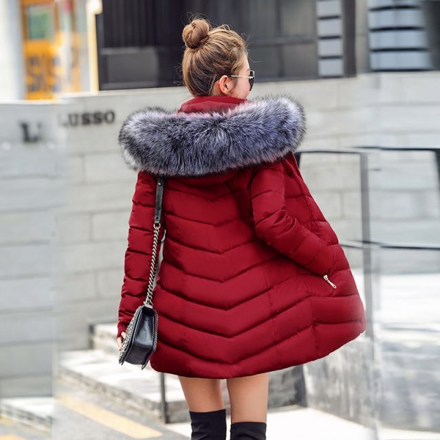 S-3XL Women’s down jacket Casual Cotton women’s winter jacket Hoodie Long Parkas women Fur Collar Warm female jacket Coat