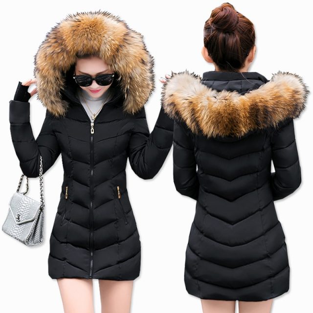 Fashion Winter Jacket Women Big Fur Belt Hooded Thick Down Parkas X-Long Female Jacket Coat Slim Warm Winter Outwear 2019 New