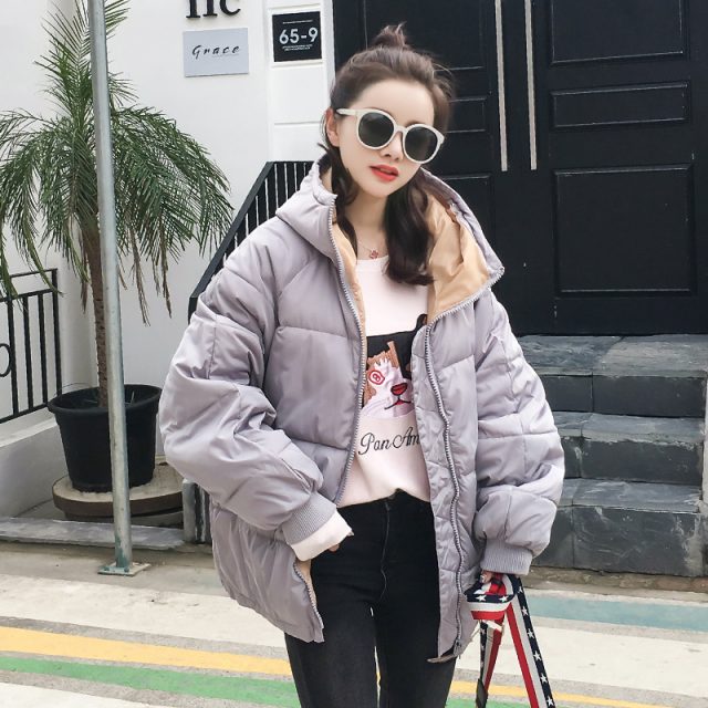 oversize 2019 Real New Full Zipper Solid Fashion Cotton Cotton-padded Jacket More Big Yards Hooded Warm Q17 Winter Jacket Women