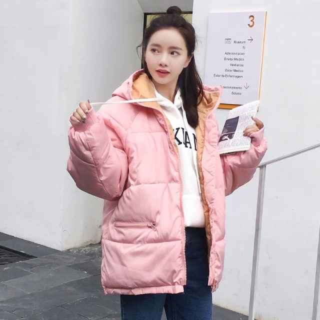 oversize 2019 Real New Full Zipper Solid Fashion Cotton Cotton-padded Jacket More Big Yards Hooded Warm Q17 Winter Jacket Women