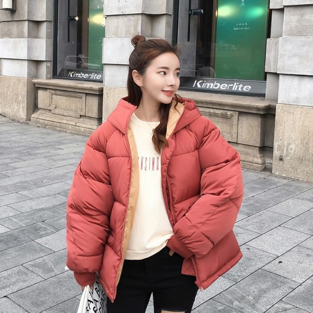 oversize 2019 Real New Full Zipper Solid Fashion Cotton Cotton-padded Jacket More Big Yards Hooded Warm Q17 Winter Jacket Women